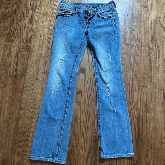 Miss Me Denim - Miss Me Jeans Womens Size 30 Boot Cut Easy Distressed Light Wash Flap Pockets